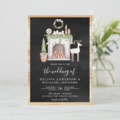 Witte kerstviering QR Code Black Weddenschap Kaart (Staand voorkant)