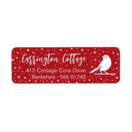 Witte kerstvogel. Red Holiday Return Address Etiket