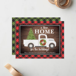 Witte kerstvrachtwagen Pset Moving Announding Notitiekaartje