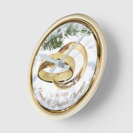 Witte kerstweddenschap Gift Clock Ronde Klok (Hoek)