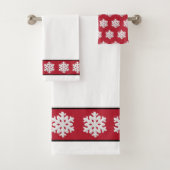 Witte Kerstwinter Sneeuwvlokken op Rood Bad Handdoek (Insitu)