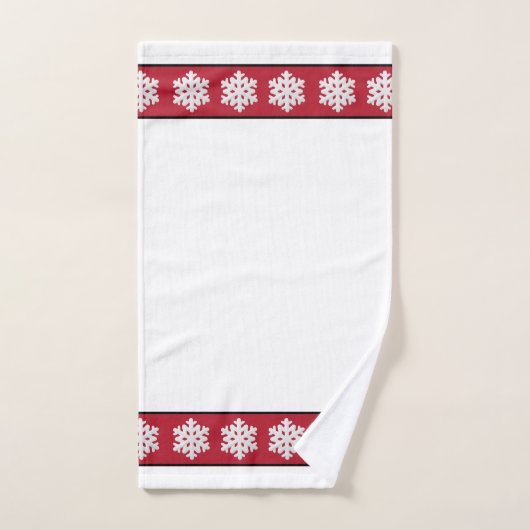 Witte Kerstwinter Sneeuwvlokken op Rood Bad Handdoek (Handdoek)