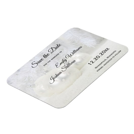 Witte Kerstwinter Weddenschap Sparen de Datum Magneet (Linkerzijde)
