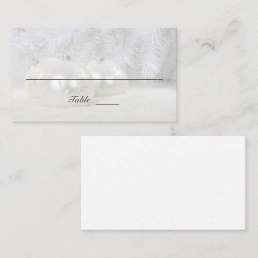 Witte kerstwinterbruiloft | Aangepast vlak Plaatskaartje (Voorkant / Achterkant)