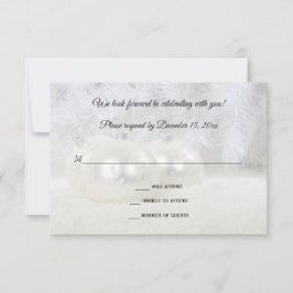Witte kerstwinterbruiloft RSVP kaartje