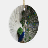 Witte kerstwitte pacock-sieraden keramisch ornament (Rechts)