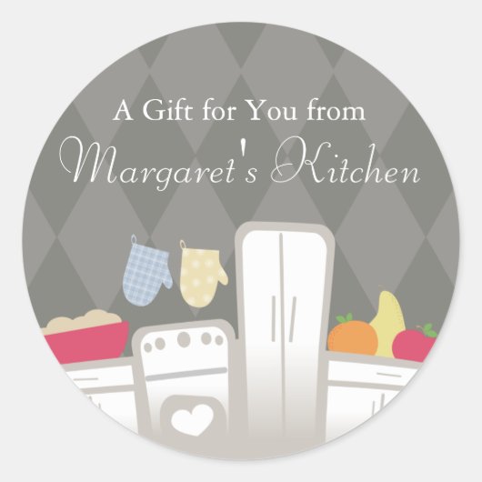 Witte keuken fruit deeg bakkerij pakket sticke... ronde sticker (Voorkant)