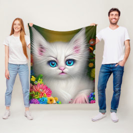 Witte keuken met bloemen fleece deken