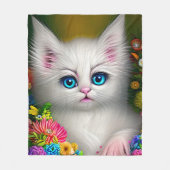 Witte keuken met bloemen fleece deken (Voorkant)