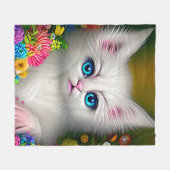 Witte keuken met bloemen fleece deken (Voorkant (Horizontaal))