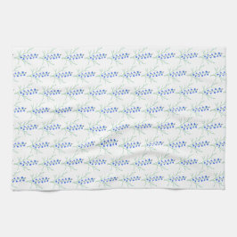 Witte keukenhanddoek met blauwe klokjes