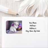  Witte Keuten met Roze en Paars Bloemen Etiket (Insitu)