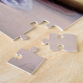 Witte Keuten met Roze en Paars Bloemen Legpuzzel (Zijkant)