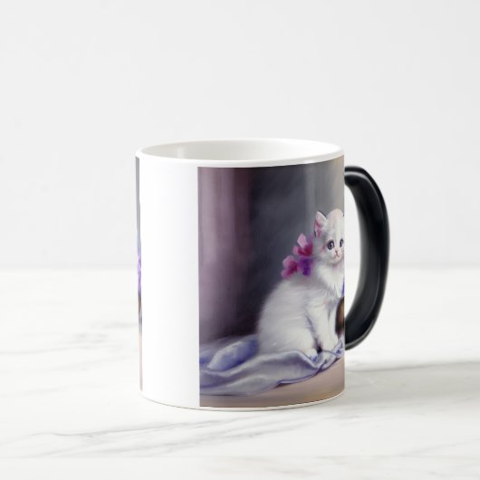  Witte Keuten met Roze en Paars Bloemen Magische Mok (Voorkant rechts)