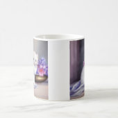 Witte Keuten met Roze en Paars Bloemen Magische Mok (Center)