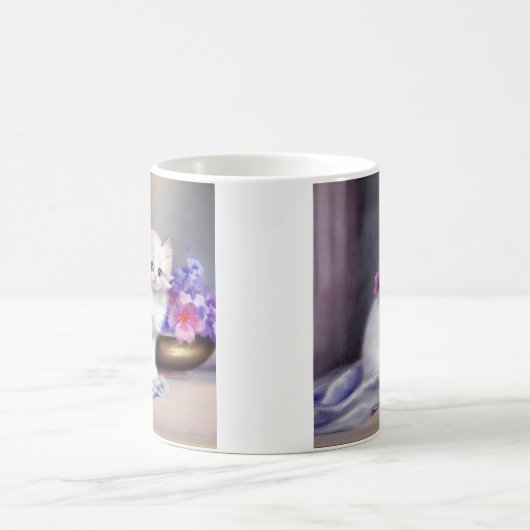  Witte Keuten met Roze en Paars Bloemen Magische Mok (Center)