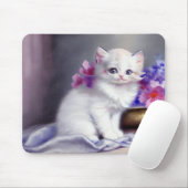  Witte Keuten met Roze en Paars Bloemen Muismat (Met muis)