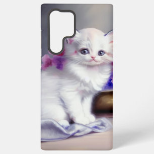  Witte Keuten met Roze en Paars Bloemen Samsung Galaxy Hoesje