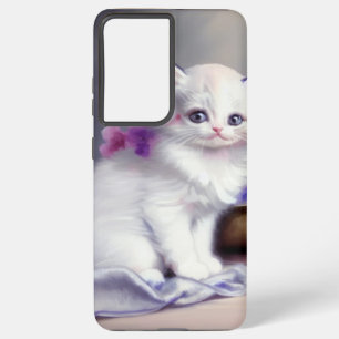  Witte Keuten met Roze en Paars Bloemen Samsung Galaxy Hoesje