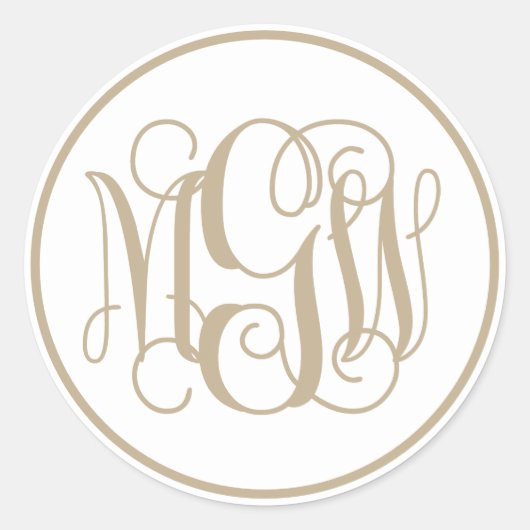 Witte Khaki Wing Monogram, doe-het-zelf BG Ronde Sticker (Voorkant)