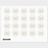 Witte Khaki Wingeschrift Monogram, doe-het-zelf ac Ronde Sticker (Vel)