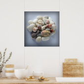 witte kiezels poster (Keuken)