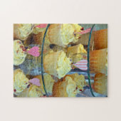 Witte kikkerkoekjes legpuzzel (Horizontaal)