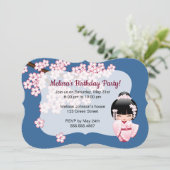 Witte Kimono Kokeshi Doll - Leuk Verjaardagsfeest Kaart (Staand voorkant)