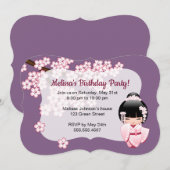 Witte Kimono Kokeshi Doll - Leuk Verjaardagsfeest Kaart (Voorkant / Achterkant)