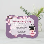 Witte Kimono Kokeshi Doll - Leuk Verjaardagsfeest Kaart (Staand voorkant)