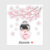 Witte Kimono Kokeshi-pop - Japanse Geisha-meisje Sticker (Vel)