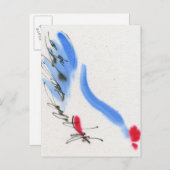 Witte kip. Calligrafie en waterverf Briefkaart (Voorkant / Achterkant)