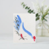 Witte kip. Calligrafie en waterverf Briefkaart (Staand voorkant)