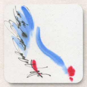 Witte kip. Calligrafie en waterverf Drankjes Onderzetter