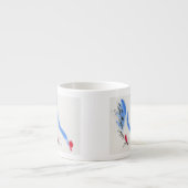 Witte kip. Calligrafie en waterverf Espresso Kop (Voorkant)