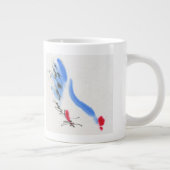 Witte kip. Calligrafie en waterverf Grote Koffiekop (Rechts)