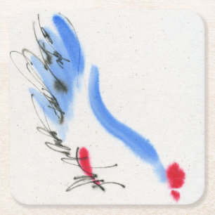Witte kip. Calligrafie en waterverf Kartonnen Onderzetters