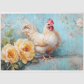 Witte Kip Gele Bloemen Ladenkast Decoupage Tissuepapier (Voorkant)