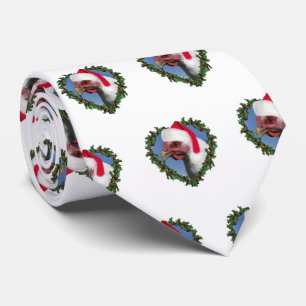 Witte Kip in Hartkrans Kerstmis Stropdas