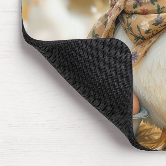 Witte kip met eieren in een doos muismat (Hoek)