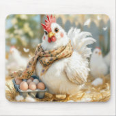 Witte kip met eieren in een doos muismat (Voorkant)