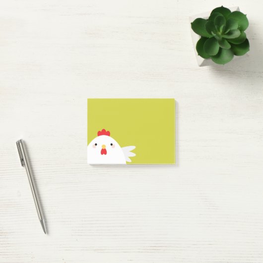 Witte kip op groen post-it® notes (Kantoor)