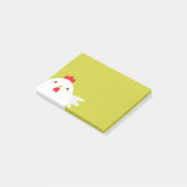 Witte kip op groen post-it® notes (Schuin)