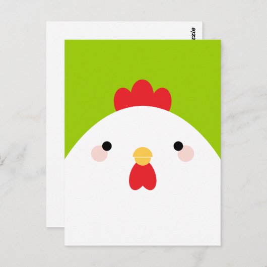Witte kip op groene Briefkaarten (Voorkant / Achterkant)