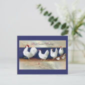 Witte kip paasparade feestdagenkaart (Staand voorkant)