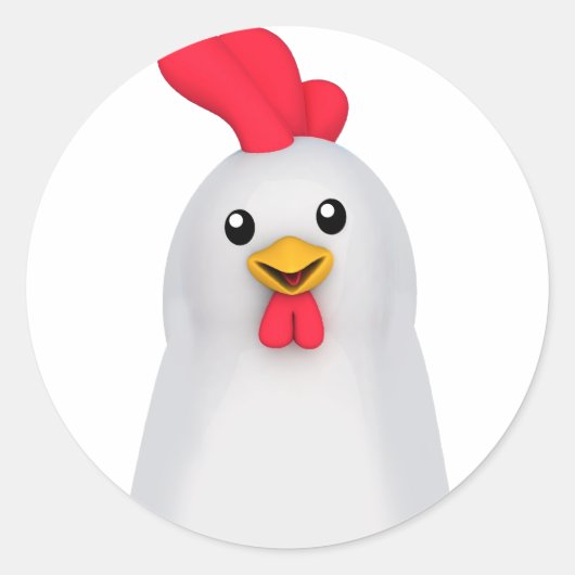 Witte kip/roestster vierkante sticker (Voorkant)