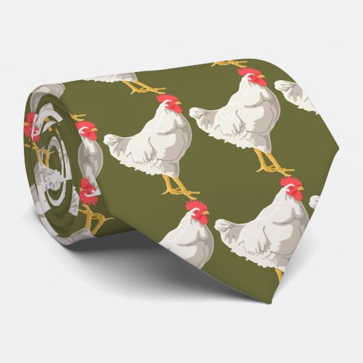 Witte kip stropdas (Opgerold)