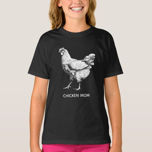 Witte kip tekening t-shirt (Voorkant)