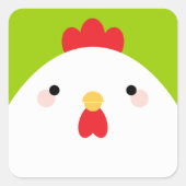 Witte kip vierkante Sticker (Voorkant)
