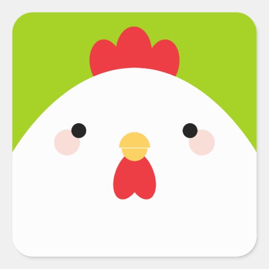 Witte kip vierkante Sticker (Voorkant)